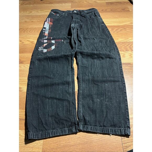Vintage Y2K Southpole Red Tab Black Baggy Wideleg Jeans